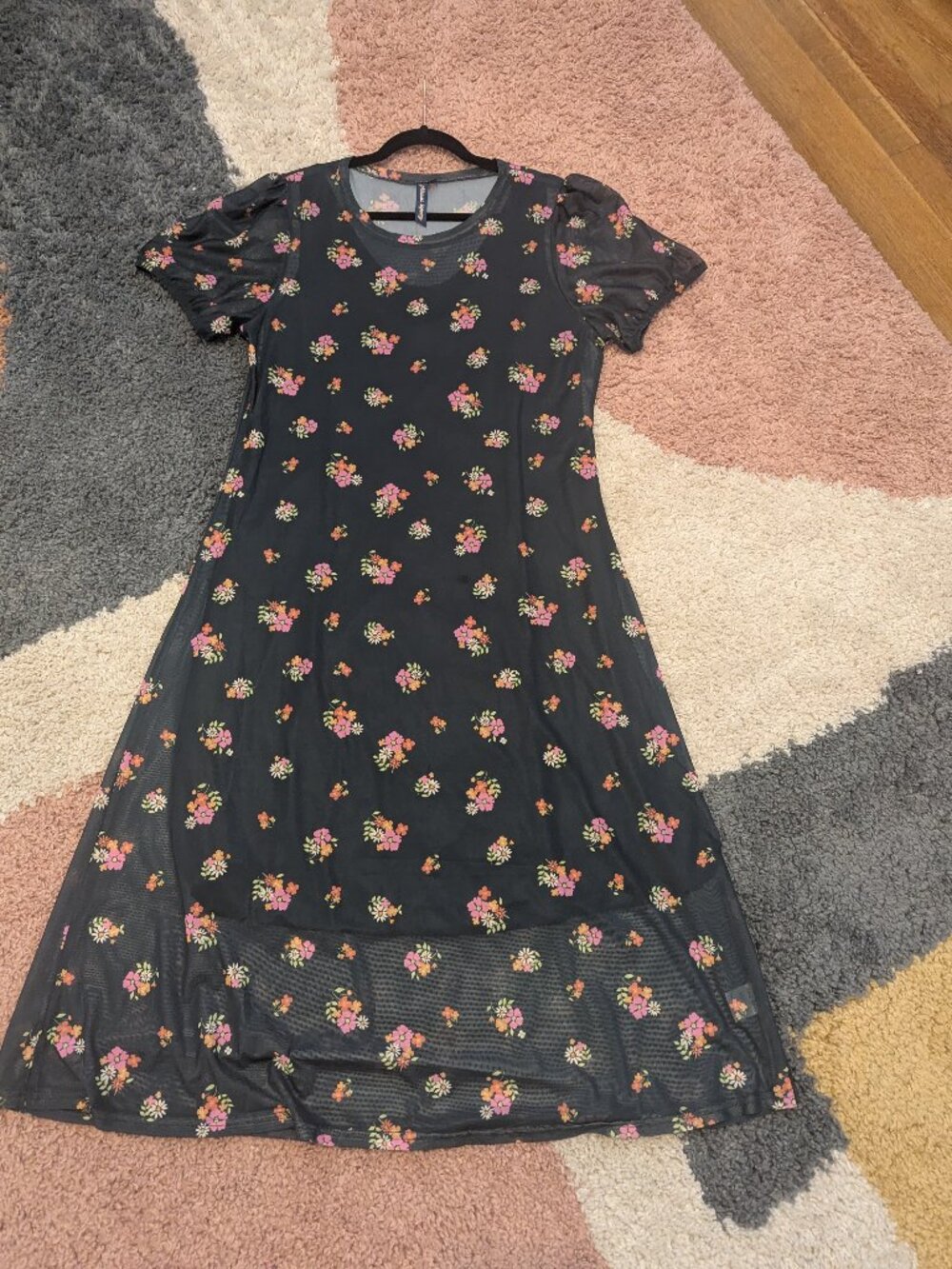 Princess Highway Green Floral Mesh Midi Dress | Size 16 | NWOT